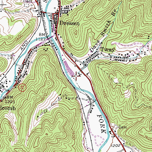 Topographic Map of Dave Smith Branch, KY