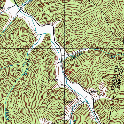 Topographic Map of Daves Branch, KY