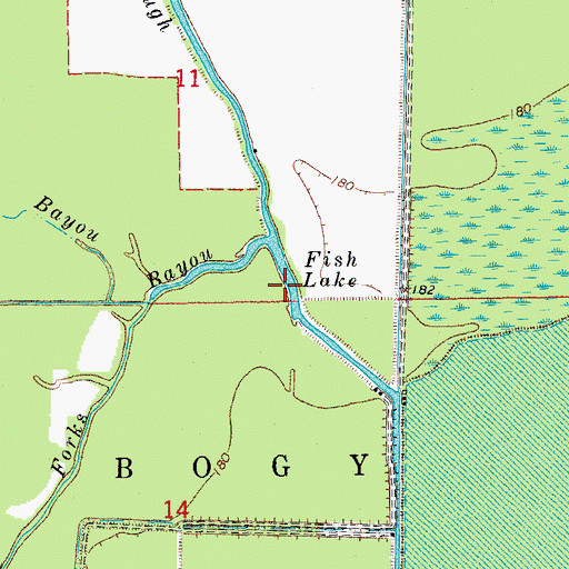 Topographic Map of Fish Lake, AR