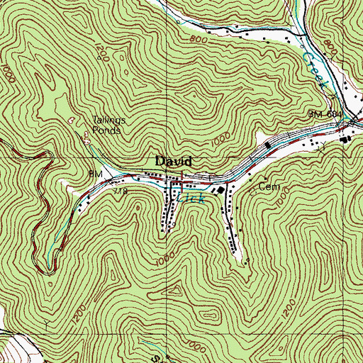 Topographic Map of David, KY