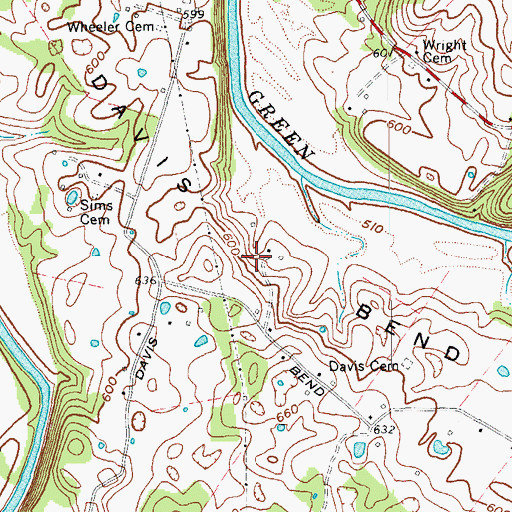 Topographic Map of Davis Bend, KY