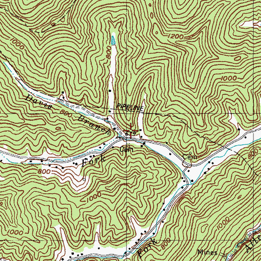 Topographic Map of Davis Branch, KY