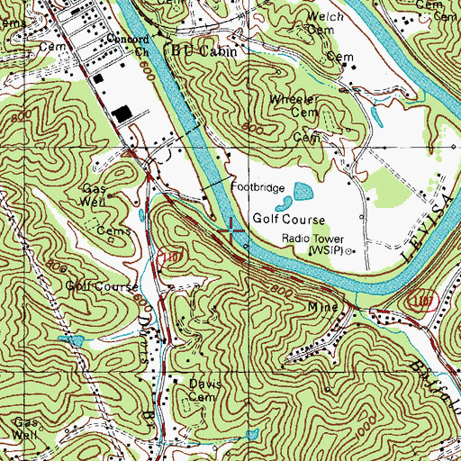 Topographic Map of Davis Branch, KY