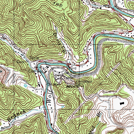 Topographic Map of Davis Branch, KY