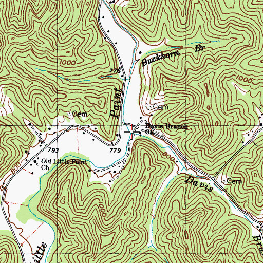Topographic Map of Davis Branch, KY