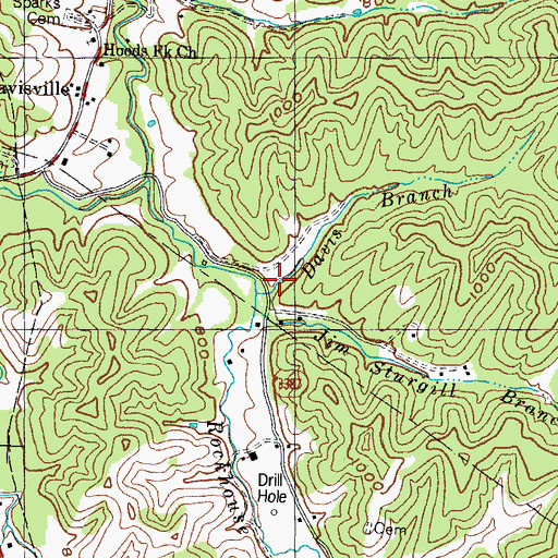 Topographic Map of Davis Branch, KY