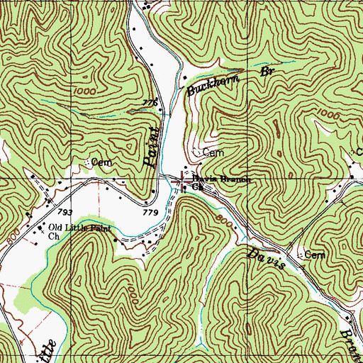 Topographic Map of Davis Branch Church, KY