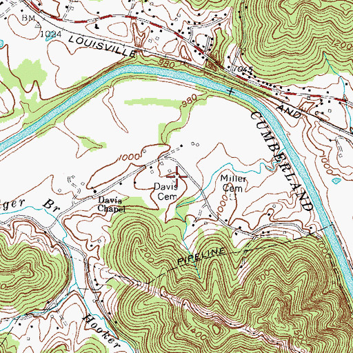 Topographic Map of Davis Cemetery, KY