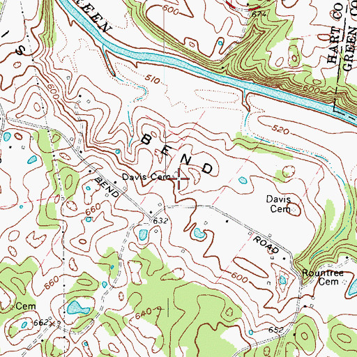 Topographic Map of Davis Cemetery, KY