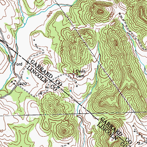 Topographic Map of Davis Cemetery, KY