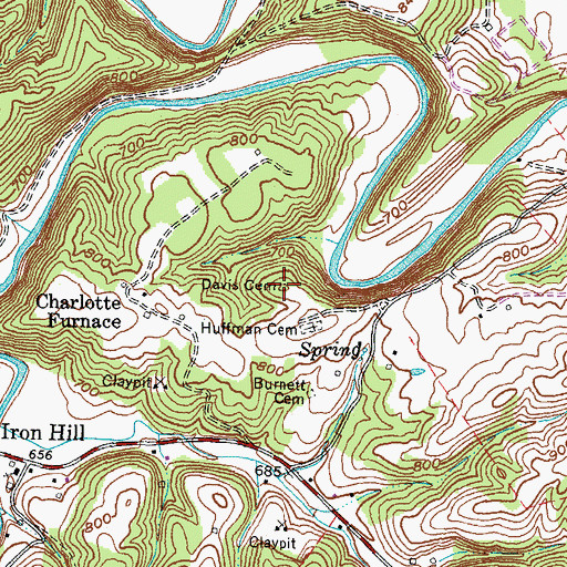 Topographic Map of Davis Cemetery, KY