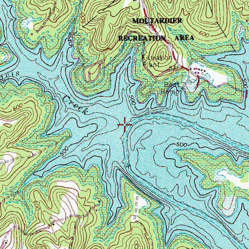 Topographic Map of Davis Creek, KY