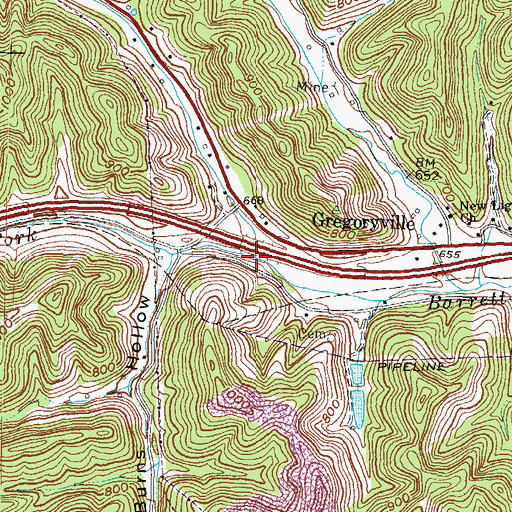 Topographic Map of Davis Fork, KY