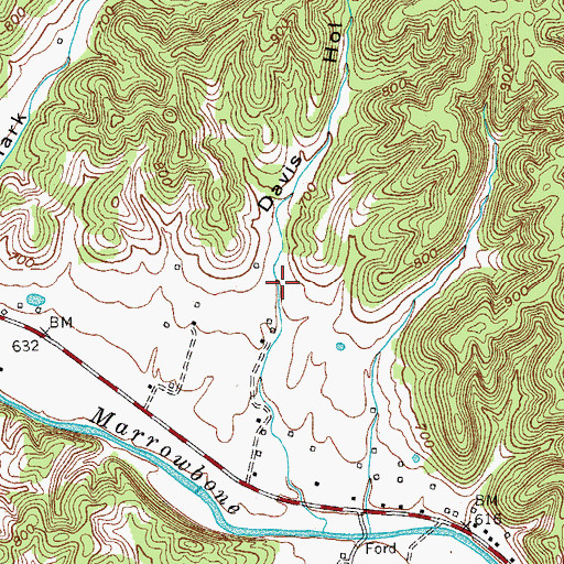 Topographic Map of Davis Hollow, KY