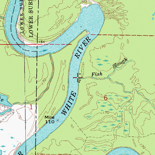 Topographic Map of Fish Slough, AR