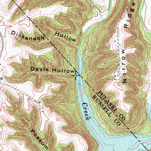 Topographic Map of Davis Hollow, KY