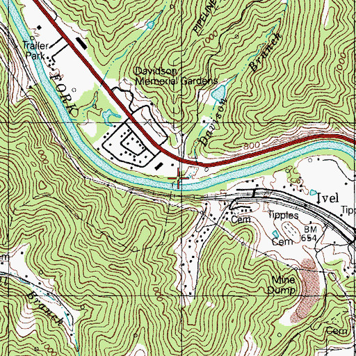 Topographic Map of Davison Branch, KY