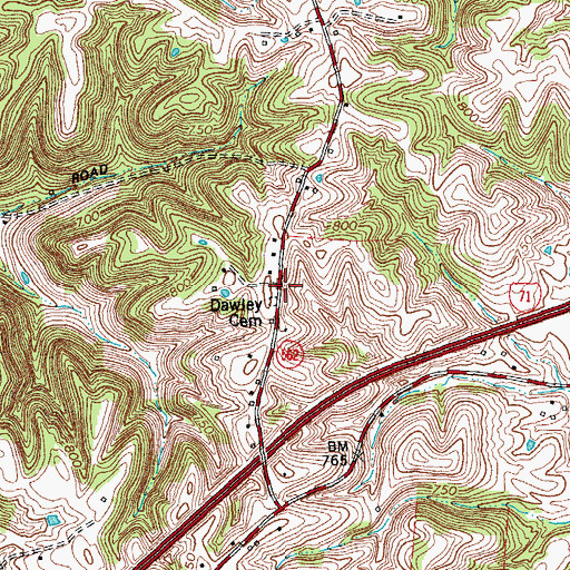 Topographic Map of Dawley Cemetery, KY