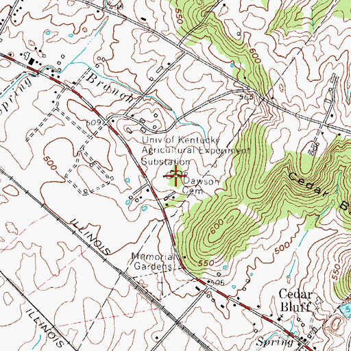 Topographic Map of Dawson Cemetery, KY