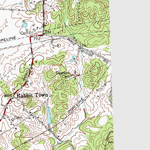 Topographic Map of Dawson Cemetery, KY