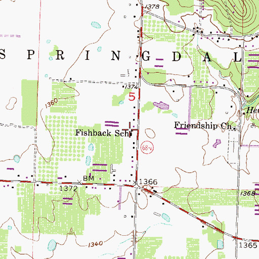 Topographic Map of Fishback School, AR