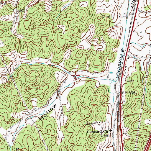 Topographic Map of Dawson Hollow, KY