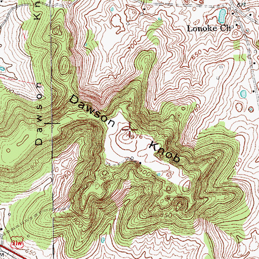 Topographic Map of Dawson Knob, KY