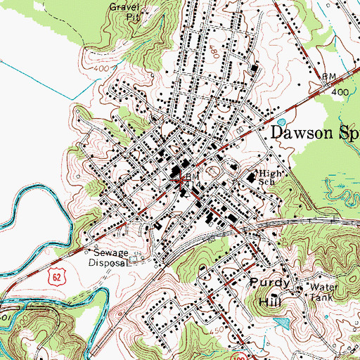 Topographic Map of Dawson Springs, KY