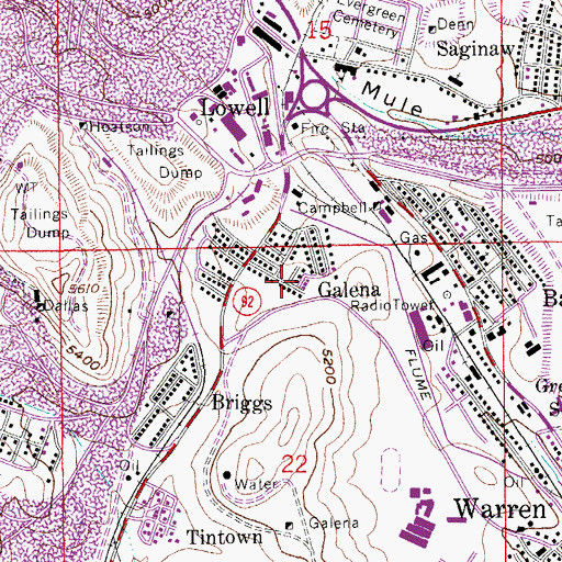 Topographic Map of Galena, AZ