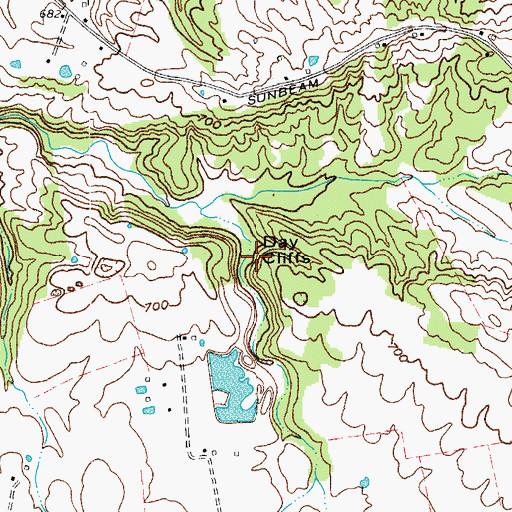 Topographic Map of Day Cliffs, KY