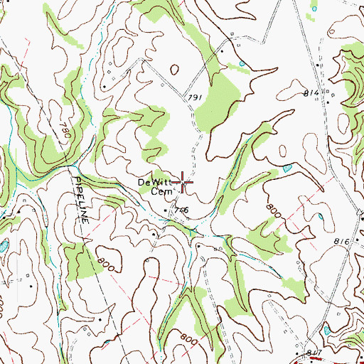 Topographic Map of DeWitt Cemetery, KY