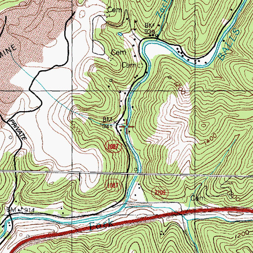 Topographic Map of Deadland Branch, KY