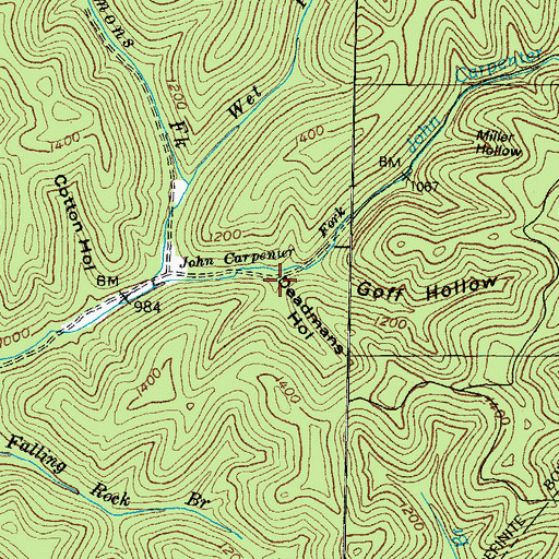 Topographic Map of Deadmans Hollow, KY