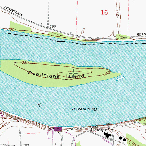 Topographic Map of Deadmans Island, KY