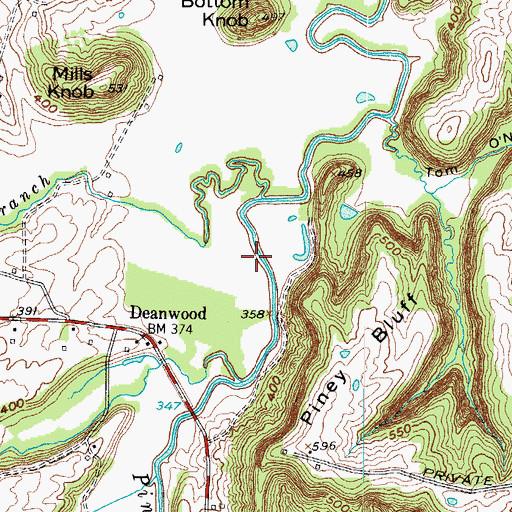 Topographic Map of Dean Branch, KY
