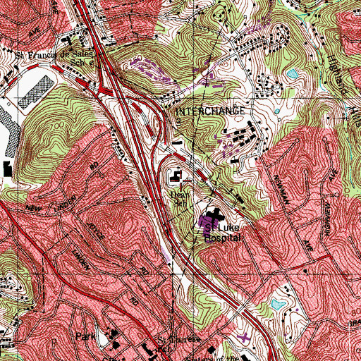 Topographic Map of Mildred Dean Elementary School, KY