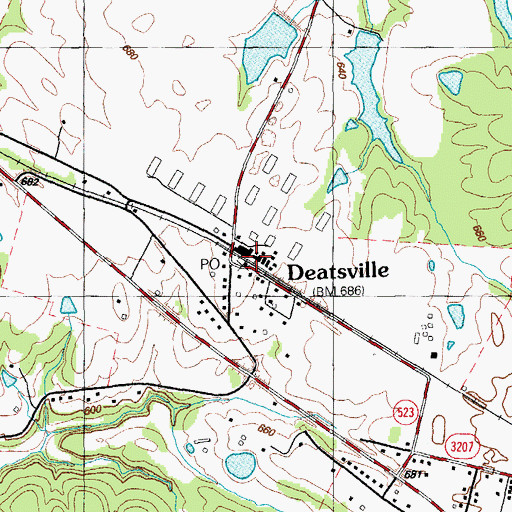 Topographic Map of Deatsville, KY