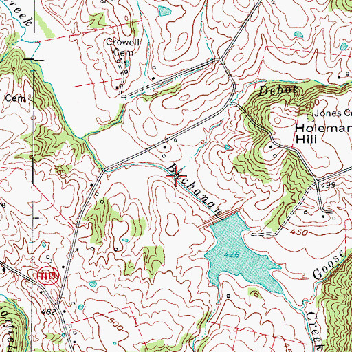 Topographic Map of Deboe Branch, KY