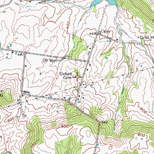 Topographic Map of Deboe Cemetery, KY