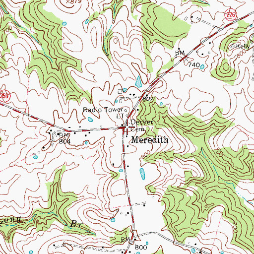 Topographic Map of Decker Cemetery, KY