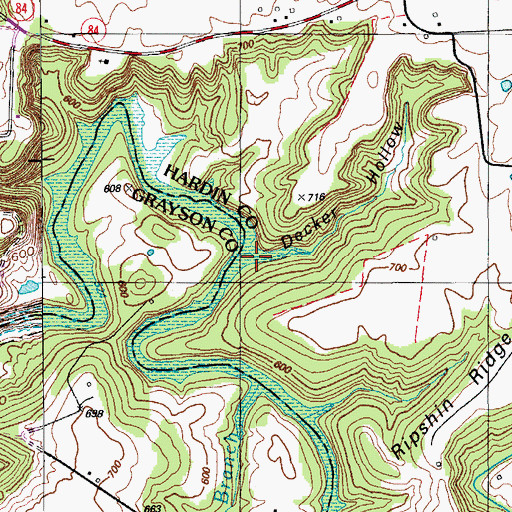 Topographic Map of Decker Hollow, KY