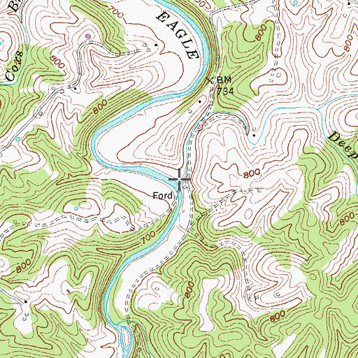 Topographic Map of Deep Creek, KY