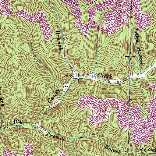Topographic Map of Deep Ford Branch, KY