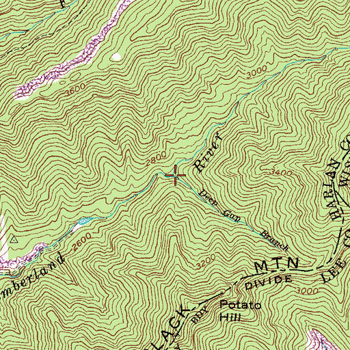 Topographic Map of Deep Gap Branch, KY
