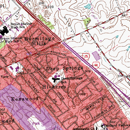 Topographic Map of Deep Springs, KY