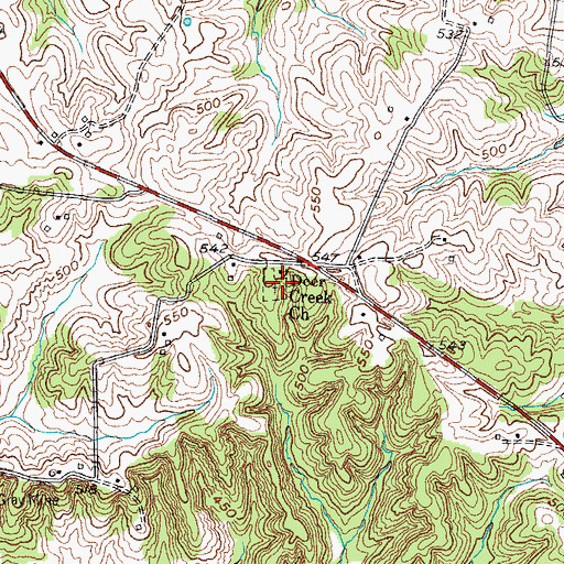 Topographic Map of Deer Creek Church, KY