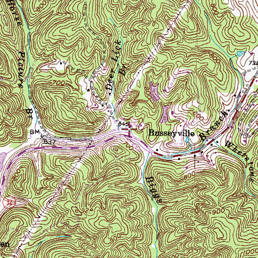 Topographic Map of Deer Lick Branch, KY