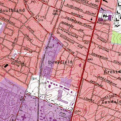 Topographic Map of Deerfield, KY