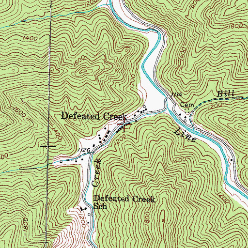 Topographic Map of Defeated Creek, KY