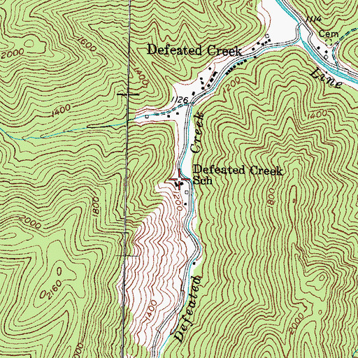 Topographic Map of Defeated Creek School, KY